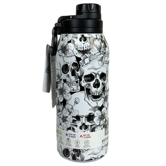 NWT Hydrapeak Skulls Flowers 32oz Stainless Steel Insulated Bottle Tumbler Wide - Picture 6 of 14